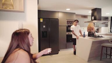 Kata Sanchez invites stepdad & friend to share her big juicy pussy & ass in a wild bisexual threesome!