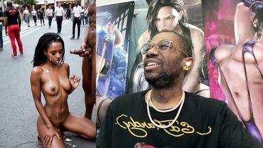 Petite Ebony MILF Tan Tits Whore gets double penetrated and cum covered in public POV