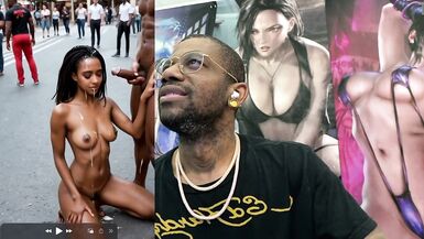 Petite Ebony MILF Tan Tits Whore gets double penetrated and cum covered in public POV