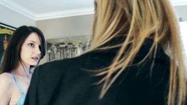 Sexy stepmom Amber Michaels & Rilee Marks in hot lingerie & stockings