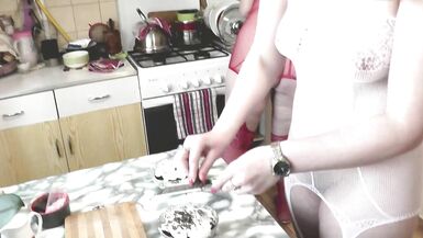 Assol26 & Konstanzia: Two kinky girls make a cake and share a steamy kiss in the kitchen