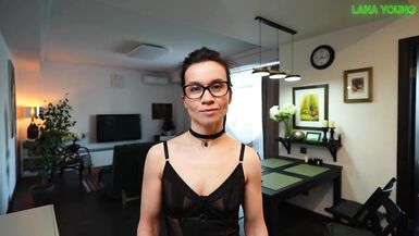 Naughty MILF caught me naked and wants to check my big cock for her while my girlfriend's around