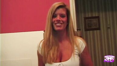 Tattooed guy bangs hot blonde Kristal Summers outside poolside