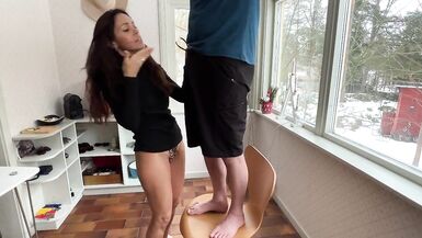 Angelina Love interferes with her husband's work while he's plugging in the electricity