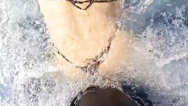 Alevalsex and Dweybigass take a wild ride in the water with a horny MILF with a huge ass