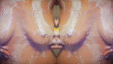 Mrs. Gingerbread sensually massages herself in the shower and shows off her erotic body