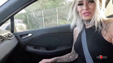Sophie Logan, the tattooed cougar goddess, gets fucked hard and fast in public beach POV