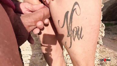 Sophie Logan, the tattooed cougar goddess, gets fucked hard and fast in public beach POV
