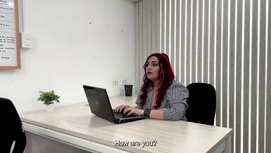 ChristyEvans bangs her young student hard after catching him jerking off in the office