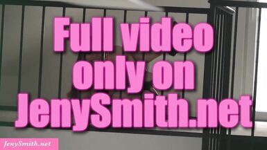 Jeny Smith gets upskirt & fucks herself with a handyman for a better view