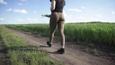Milf Walks Outdoors & Gives Cute Panty Lines a Tease