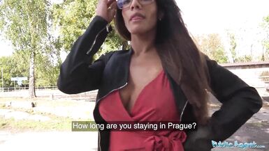 Diana Lawrence, the French MILF with big natural boobs, gets picked up and fucked outdoors