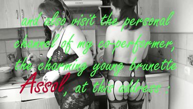 Konstanzia & Assol26 - Two kinky MILFs in kitchen kissing and preparing a red fish appetizer - 2 image