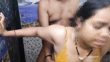 Watch Devi & Abhi's steamy Indian bathroom sex video with cum in mouth