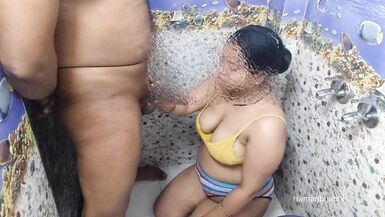 Watch Devi & Abhi's steamy Indian bathroom sex video with cum in mouth