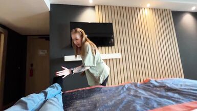 Stepson's massive load covers stepmom's face in hotel room - MILF gets a surprise! - 4 image