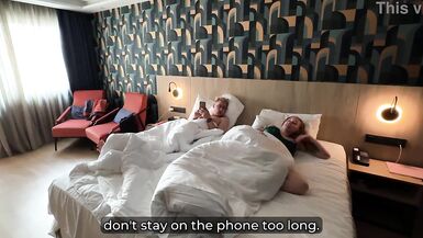 Stepson's massive load covers stepmom's face in hotel room - MILF gets a surprise!