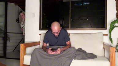 Kata Sanchez's stepson can't resist fucking her soaking wet MILF pussy behind her dad's back in the living room