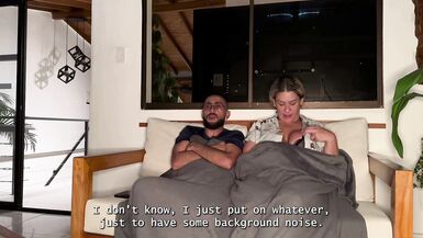 Kata Sanchez's stepson can't resist fucking her soaking wet MILF pussy behind her dad's back in the living room