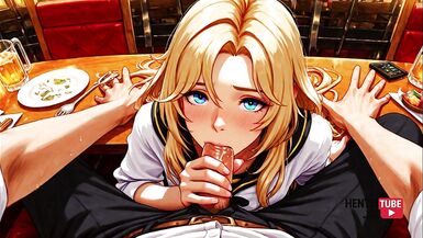 Sexy Blonde MILF in a Restaurant - Japanese Asian Anime & Anime Game