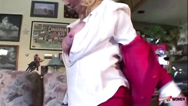 James Deen's huge cock is a total turn-on for blonde MILF Kiss, who loves deepthroating and getting a facial in doggy