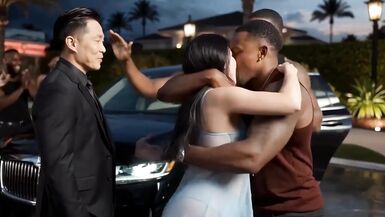Buceta grande, Hotwife asiática e amadora pegam um negão em gangbang interracial POV
