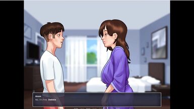 Stiefmutter verführt Stiefsohn mit ihren perfekten Titten und bekommt ein Creampie in Summertime Saga Folge 20