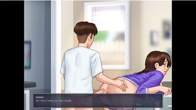 Belle-mère Summertime Saga se fait gicler sur ses gros seins à la cave - 13 image