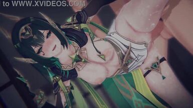 Dendro Scholar attachée se fait remplir la chatte en trio POV avec Oppai et grosse poitrine !