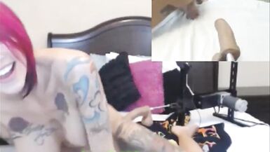 Watch Anna Bell Peaks' massive tits bounce on webcam while she gives a hot homemade show
