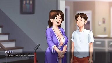 Summertime Saga - Busty House Milf koridorda eğiliyor ve büyük bir dick tarafından sikiliyor