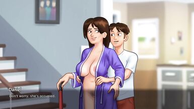 Summertime Saga - Busty House Milf koridorda eğiliyor ve büyük bir dick tarafından sikiliyor