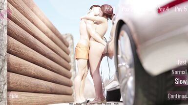 Stepaunt with massive tits and a big ass gives taboo public blowjob to step nephew on the beach