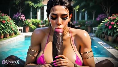 MILF latina recibe una gran polla negra en su gran culo mientras la bromear y la llenan