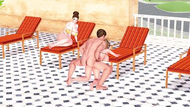 La curvy Summers692 recibe duro en su culo de dos vergas en juego de PC - Maxs Life, Episodio 281