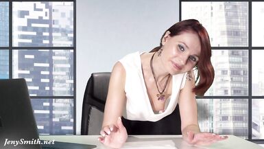 Downblouse at work — Boss flashing her melons and wet crack