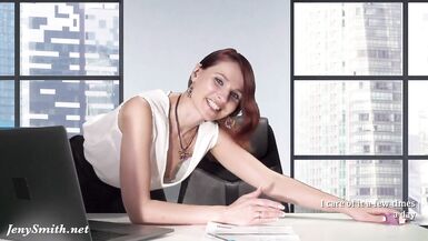 Downblouse at work — Boss flashing her melons and wet crack - 13 image