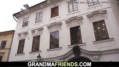 2 allies pick up and gangbang curly slender granny - 3 image