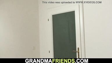 Very old unshaved granny in underware trio fuck - 3 image