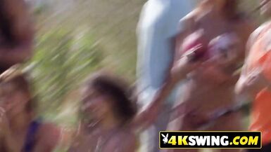 Playgirl's love tunnel licked by several swingers - 4 image