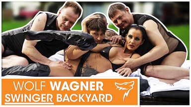 The two MILFs Sidney and Rubina receive boned outdoors by 3 chaps! WOLF WAGNER - 1 image
