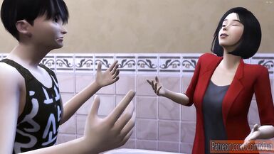 Japanischer Sohn bumst schlafende japanische Mama nach der Einnahme eines Bades und versteckt sich unter ihrer Couch - Familie Sex Tabu - Adult Clip - Verbotener Sex | Japanische Mama und Sohn Geschichte - 3 image