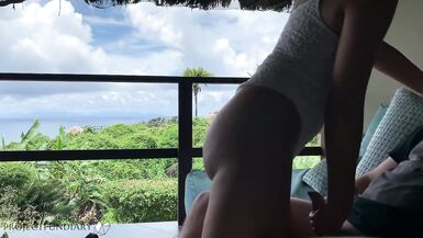 Honeymoon Wife is Bouncing her Cock at a Public Balcony Paradise Swaeting - 2 image