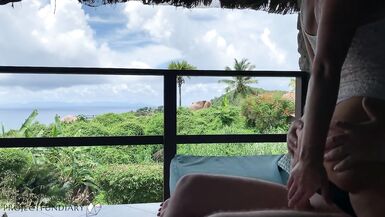 Honeymoon Wife is Bouncing her Cock at a Public Balcony Paradise Swaeting - 3 image