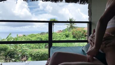 Honeymoon Wife is Bouncing her Cock at a Public Balcony Paradise Swaeting - 4 image
