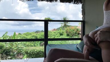 Honeymoon Wife is Bouncing her Cock at a Public Balcony Paradise Swaeting - 5 image