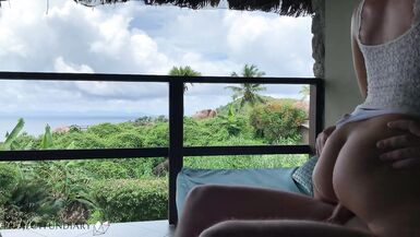 Honeymoon Wife is Bouncing her Cock at a Public Balcony Paradise Swaeting - 9 image