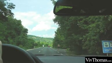 voluptuous lesbian picks up sexy hitch hiker and plays with her - 3 image