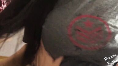 I Love Wearing his T-Shirt during the time that that guy Bonks me - Real Dilettante Hidden Kitten - 2 image