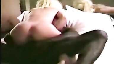 Ebony on white (blond) wife interracial jism pie